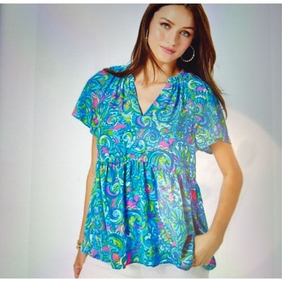 Lilly Pulitzer Zadie Top Hey Gull Friend Size Medium - Picture 1 of 6